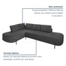 Sofá de Canto Orgânico 4 Lugares 265cm Base de Ferro Chaise Esquerda Luna - 5