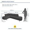 Ver imagem 3 de Sofá de Canto Orgânico 4 Lugares 265cm Base de Ferro Chaise Esquerda Luna Yescasa