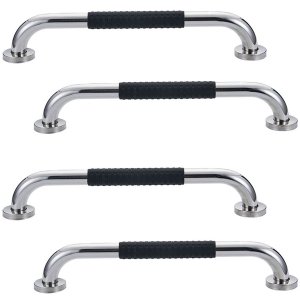 Barra de Apoio 30cm Inox Kit 4 unidades Superficie Antiderrapante Idoso Gestante Cadeirante Criança 