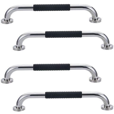Barra de Apoio 30cm Inox Kit 4 unidades Superficie Antiderrapante Idoso Gestante Cadeirante Criança 