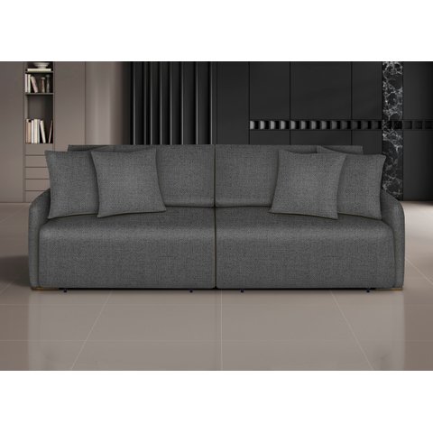 Sofá Retrátil e Reclinável em Linho 3 Lugares 220cm 4 Almofadas com Molas Netuno Cinza Grafite
