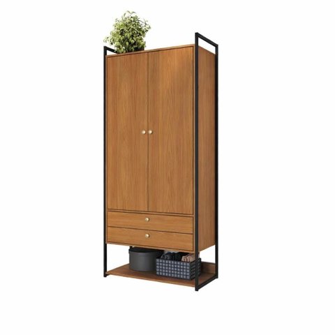 Armário Alto Li048-cnprf 2 Gavetas e 2 Portas Canela/preto Kappesberg