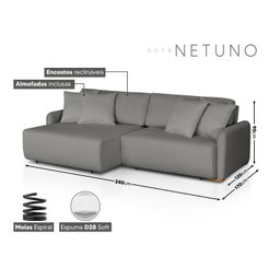 Sofá Netuno - Retrátil / Reclinável 240 Cm Linho - 3