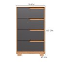 Ver imagem 3 de Guarda Roupa Solteiro Vivacce 04 Portas com Espelho e Cômoda Sole Flex Freijo Titanium - Móveis Alba