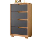 Ver imagem 5 de Guarda Roupa Solteiro Vivacce 04 Portas com Espelho e Cômoda Sole Flex Freijo Titanium - Móveis Alba
