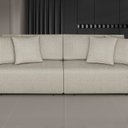 Ver imagem 3 de Sofá Retrátil e Reclinável em Linho 5 Lugares 280cm 4 Almofadas com Molas Netuno