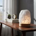 Ver imagem 1 de Luminária de Mesa Abajur Pedra Natural Quartzo Branco 110V