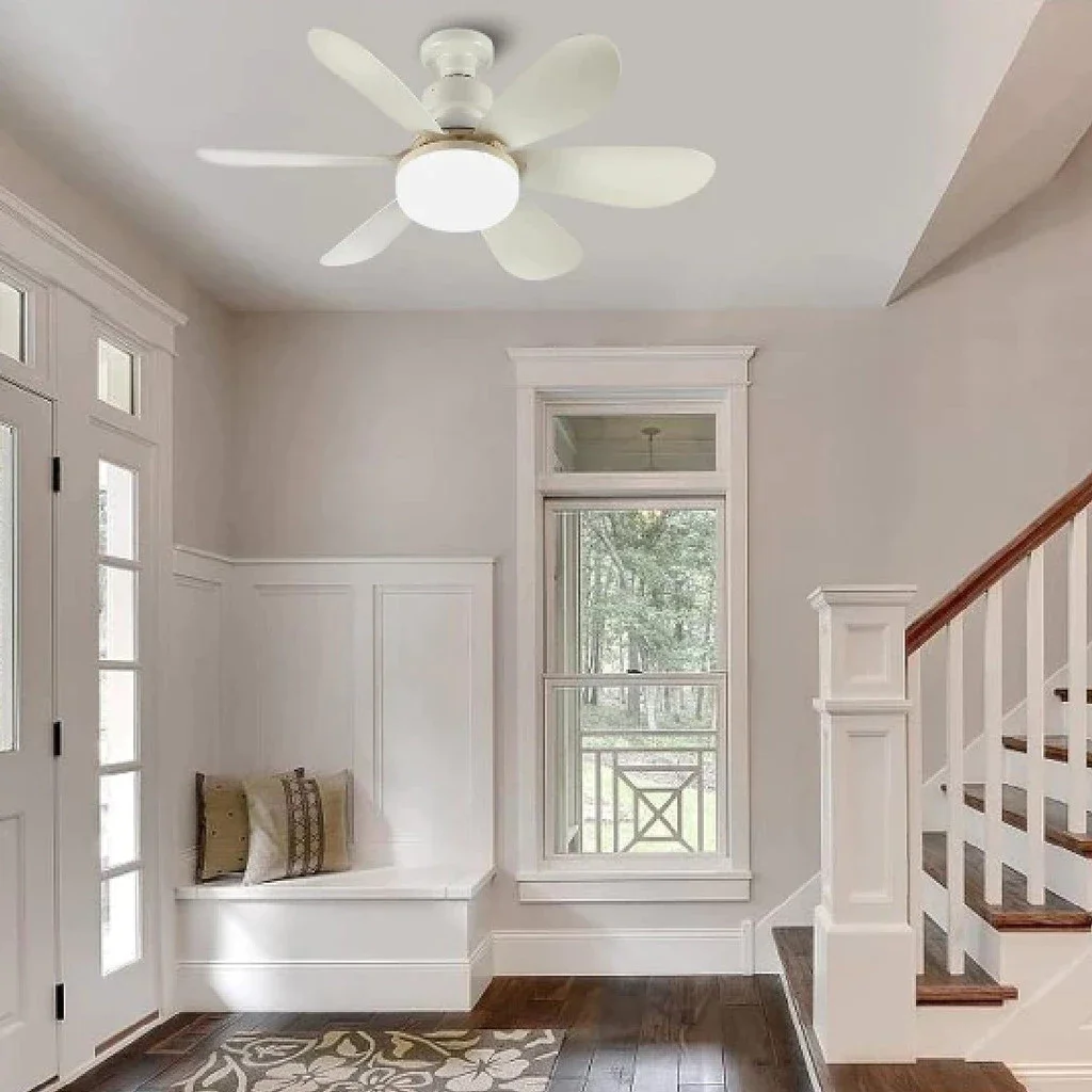 Ver imagem 1 de Luminaria Ventilador de Teto 30w Led Lâmpada E27 Controle Remoto Cor Branco