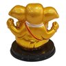 Estátua de Ganesha de Resina Dourado Base Redonda Marrom 8cm - 2