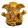 Estátua de Ganesha de Resina Dourado Base Redonda Marrom 8cm - 1