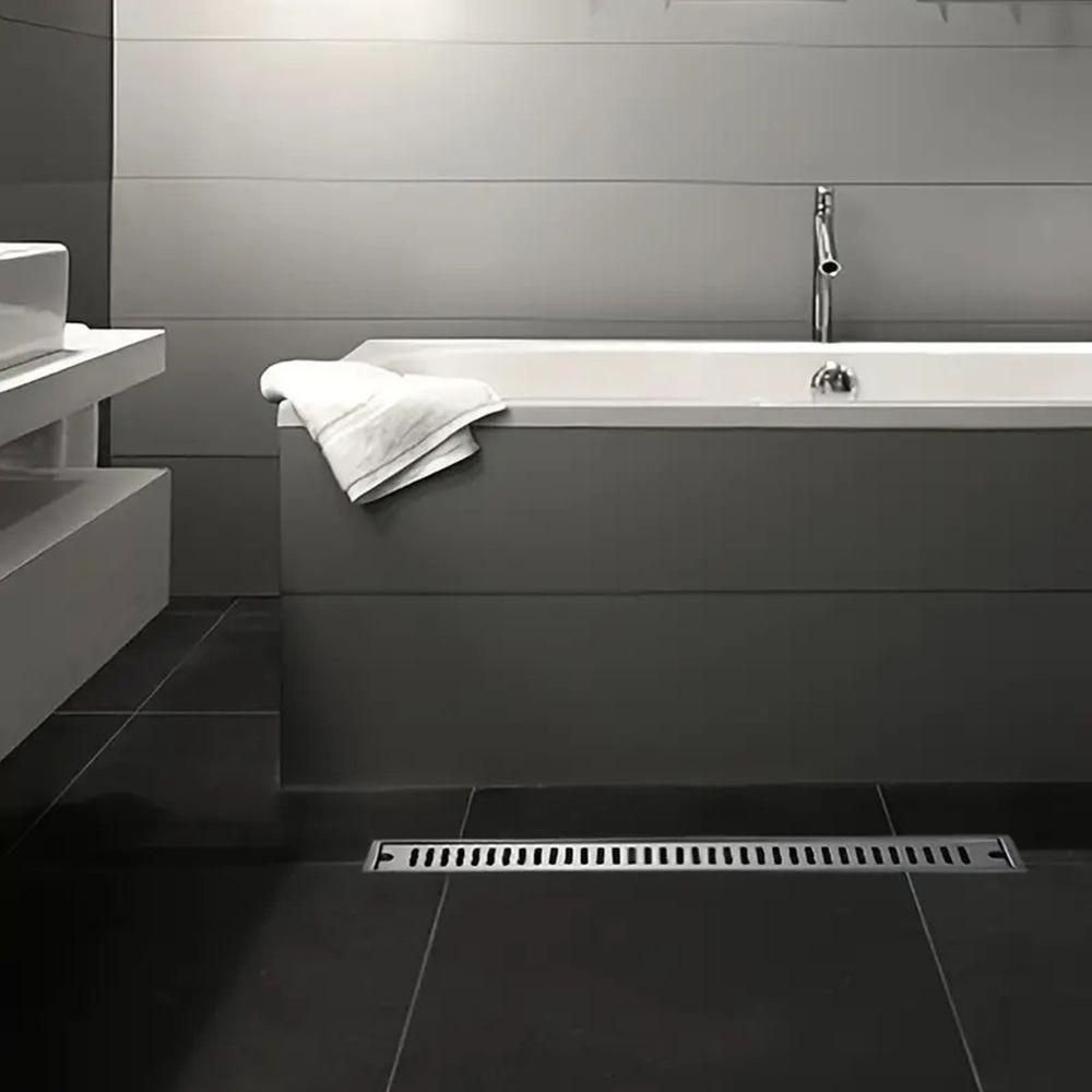 Ralo Linear Inox 50cm Banheiro Area Externa Lavabo Piscina Quintal Anti Odor Anti Inseto Higienico - 6
