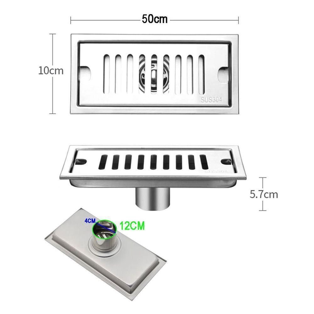 Ralo Linear Inox 50cm Banheiro Area Externa Lavabo Piscina Quintal Anti Odor Anti Inseto Higienico - 3
