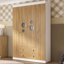Ver imagem 1 de Guarda-roupa Infantil 122cm com Vidro 4 Portas e 2 Gavetas Pirulito Multimóveis Mp4468 Bco/madeirado