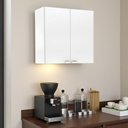 Ver imagem 1 de Armário Aéreo Carol 59,3cm 2 Portas MDF Bater Branco com Puxador Cozinha Mobigu