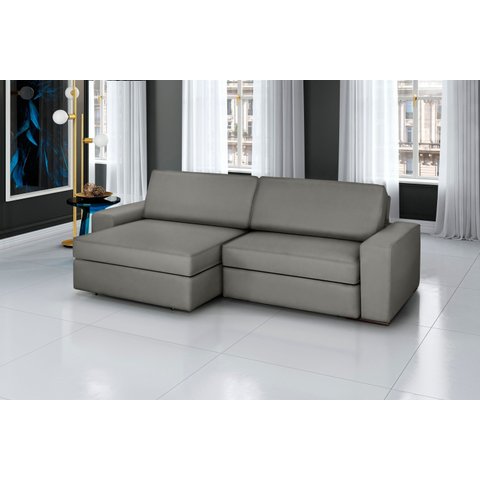 Sofá Retrátil e Reclinável 4 Lugares Veludo Cosmos 240cm com Molas Cinza Chumbo
