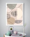 Ver imagem 2 de Quadro Decorativo Abstrato Formas Bege - 70x50cm:moldura Branca