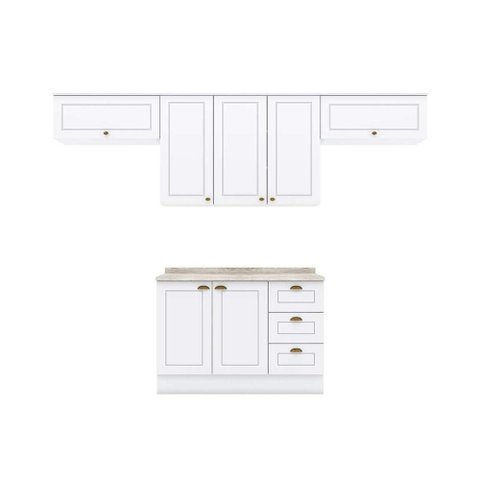 Cozinha Modulada Henn Americana 5 Peças (3aéreos+1balcão+1complemento) C5p43 Branco-henn