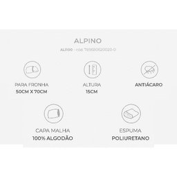 Travesseiro Espuma Aerada Alpino Al1100 C/ Capa de Algodão P/fronha (50x70) - Duoflex - 4
