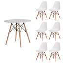 Ver imagem 1 de Kit Mesa Redonda de Jantar para 6 Lugares com 6 Cadeiras Charles Eames Eiffel
