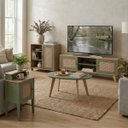 Ver imagem 1 de Conjunto Charlotte 180cm Retrô Tv 75" 4 Peças Carvalho / Menta