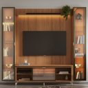 Ver imagem 3 de Estante para TV Home Theater 75" 100% MDF 254cm Cristaleiras Reflecta LED Interno Canella