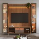 Ver imagem 1 de Estante para TV Home Theater 75" 100% MDF 254cm Cristaleiras Reflecta LED Interno Canella