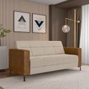 Ver imagem 2 de Sofá Living Decorativo Houston 2 Lugares 180cm Pés em Metal Veludo/ Pu Bege/ Caramelo G33 - Gran Bel