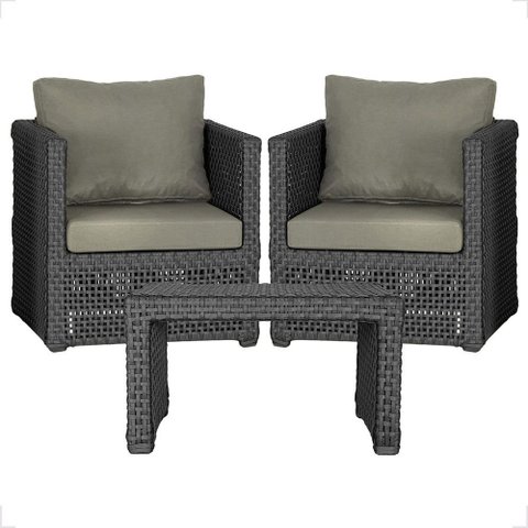 Mesa Centro e 2 Poltronas Madri Corda Náutica Estofado 8 Trama Original