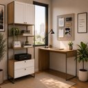 Ver imagem 1 de Conjunto Office Completo 100% MDF com Escrivaninha e Armário Organizador 240cm Yescasa