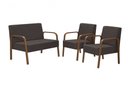 Ver imagem 1 de Conjunto Jade 2 Poltronas de 1 Lugar e 1 poltrona de 2 lugares Braço Madeira DSalla Suede Marrom