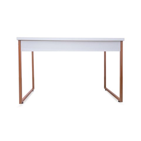 Mesa de Escritório Office Estilo Industrial Casavezi 120 Cm Branco com Cobre