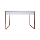 Ver imagem 1 de Mesa de Escritório Office Estilo Industrial Casavezi 120 Cm Branco com Cobre