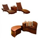 Ver imagem 1 de 2 Espreguiçadeiras Bona e Mesa Grécia com Chaise Meia Lua em Alumínio Piscina Área, Jardim Trama Ori