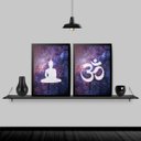 Ver imagem 2 de Kit 2 Quadros Buda Zen Galaxia 24x18cm:Madeira preta