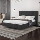 Ver imagem 1 de Cama Casal Flutuante 138cm com Cabeceira Romana Linho