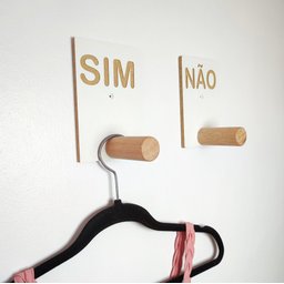 4 Ganchos Pendurador Provador de Loja Sim Não Pino Reto:branco - 2