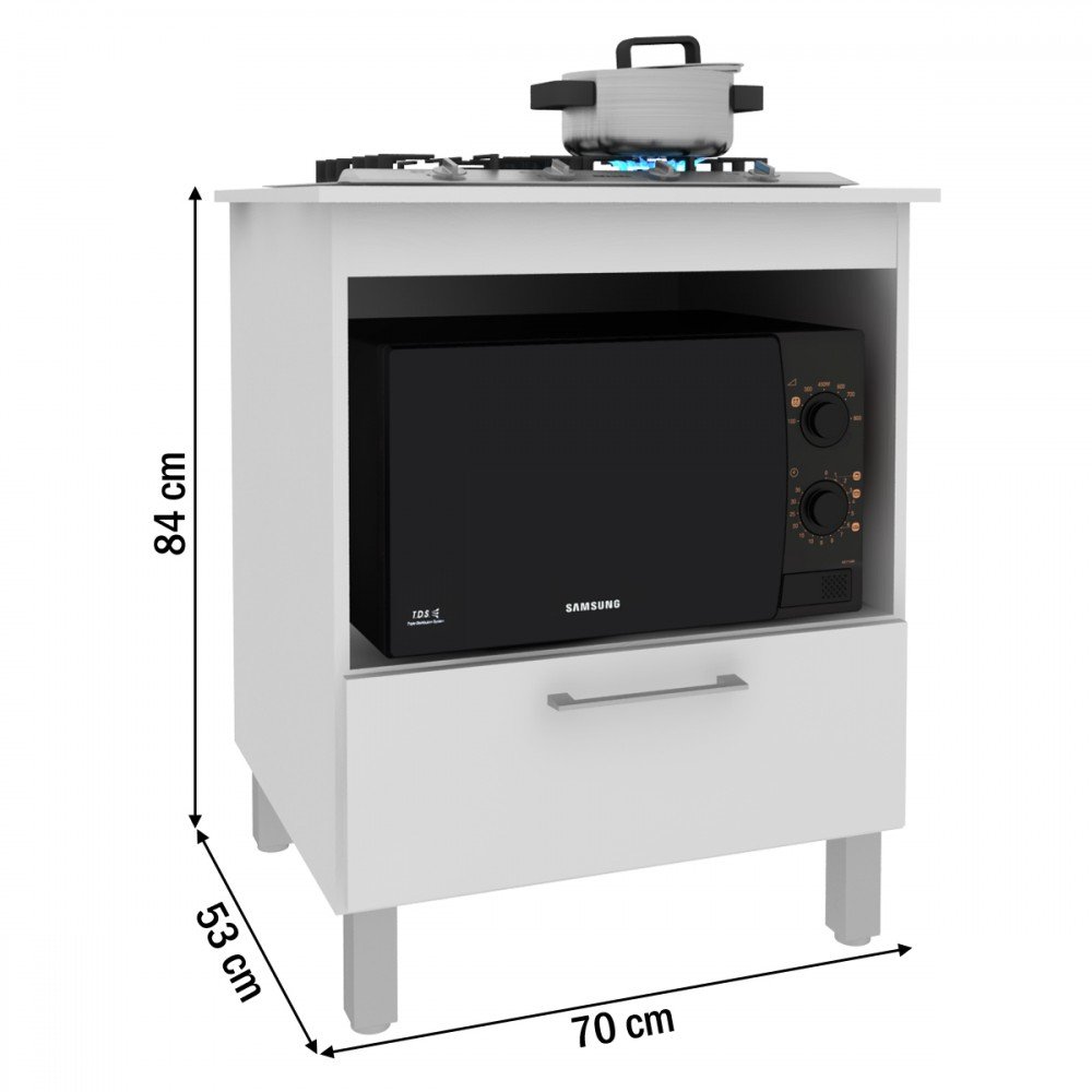 Armário de Cozinha Toronto para Cooktop 4 Bocas 1 Porta Branco - Panorama Móveis - 4