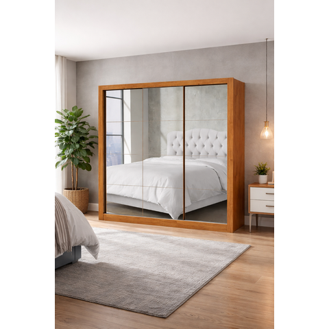 Guarda Roupa com 3 Portas Espelhadas Sapphire -grand Line