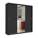 Ver imagem 2 de Guarda-Roupa Casal com Espelhos 3 Portas de Correr e 4 Gavetas 186cm Multimóveis CR35570 Preto