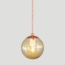 Ver imagem 3 de Pendente Bronze C/ Globo de Vidro Ambar de 14cm + Led 2w