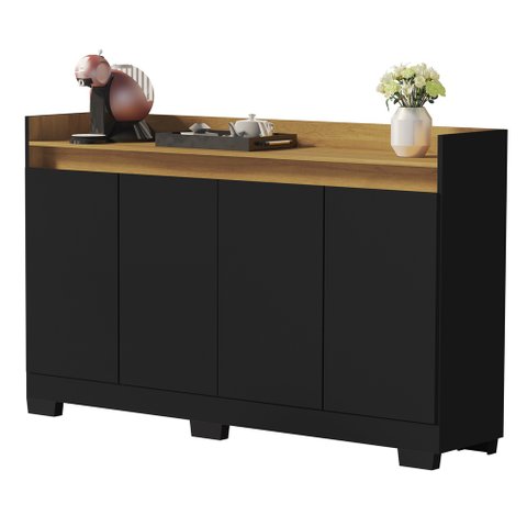 Aparador Buffet Real 4 Portas Preto/mel Primus Móveis