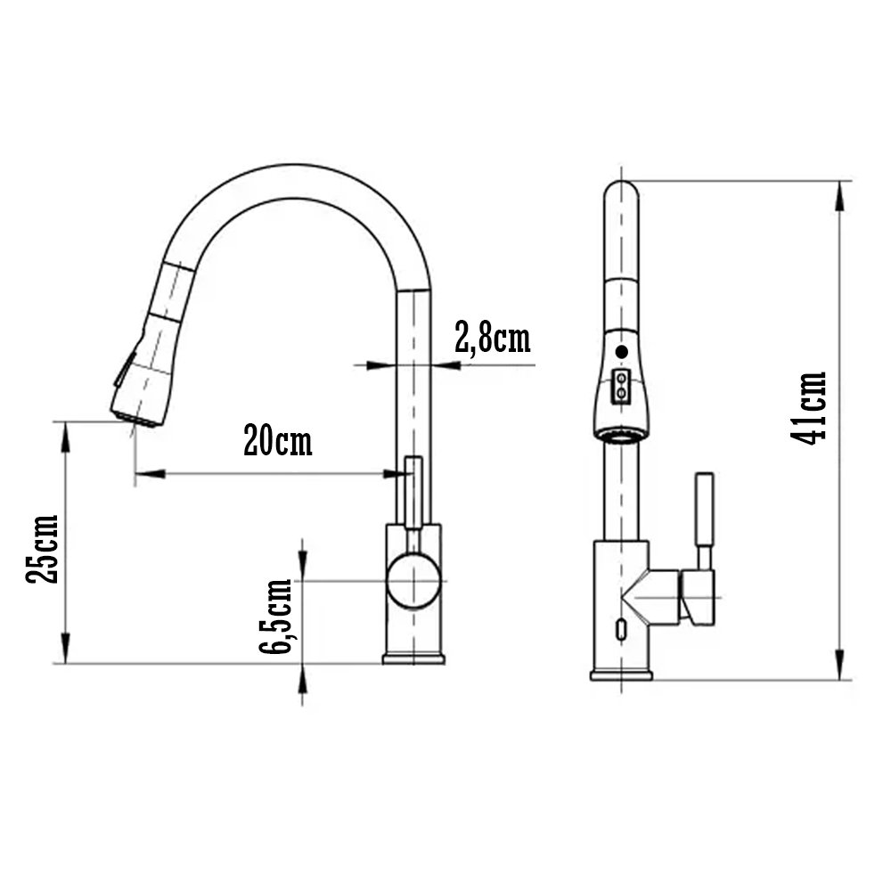 Torneira de Cozinha com Ducha Extensível Chuveirinho e Jato Monocomando de Água Quente e Fria - 8