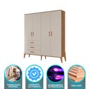 Ver imagem 5 de Guarda Roupa Emilly Off White Carvalho 4 Portas Canaã Baby