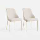 Ver imagem 1 de Kit 2 Cadeiras Jantar Aurora Pé Metal Dourado Assento Espuma Base Dourada-linho Bege