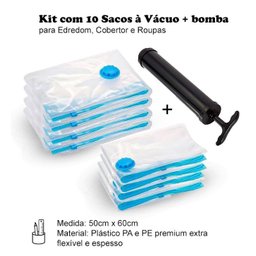 Kit 10 Sacos a Vácuo + Bomba Organizador de Viagem - 3