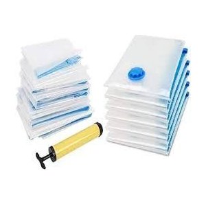 Kit 10 Sacos a Vácuo + Bomba Organizador de Viagem