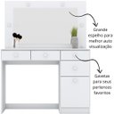 Ver imagem 4 de Penteadeira com Led com Espelho 4 Gavetas e Porta - Chanel - Branco Hp