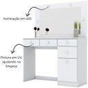 Ver imagem 3 de Penteadeira com Led com Espelho 4 Gavetas e Porta - Chanel - Branco Hp