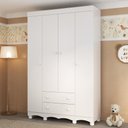 Ver imagem 1 de Guarda-roupa Infantil 122cm 4 Portas e 2 Gavetas Dengo Multimóveis Mp4438 Branco