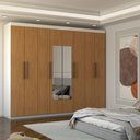 Ver imagem 1 de Guarda-roupa Casal Nirvana 8 Portas 4 gavetas com Espelho Branco/cinamomo - Panorama Móveis